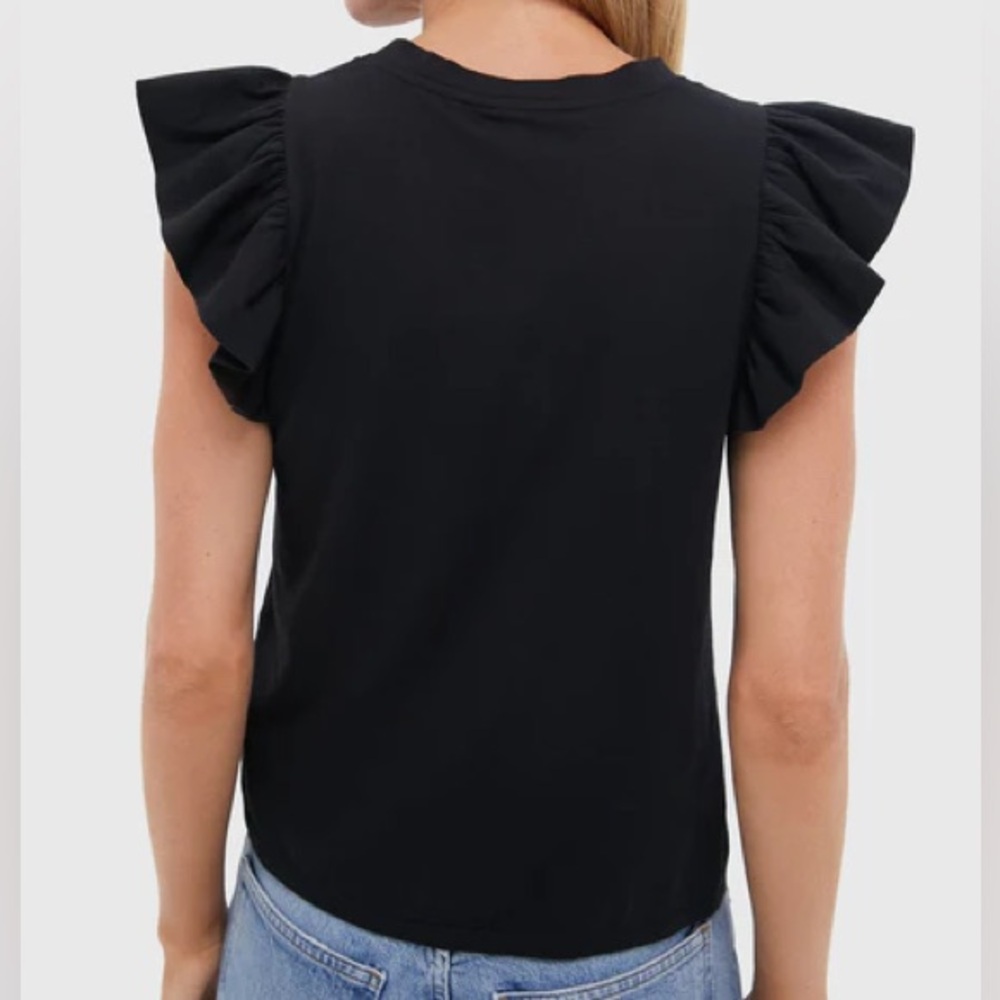Express Black Ruffled Short Sleeve Top - Size XS